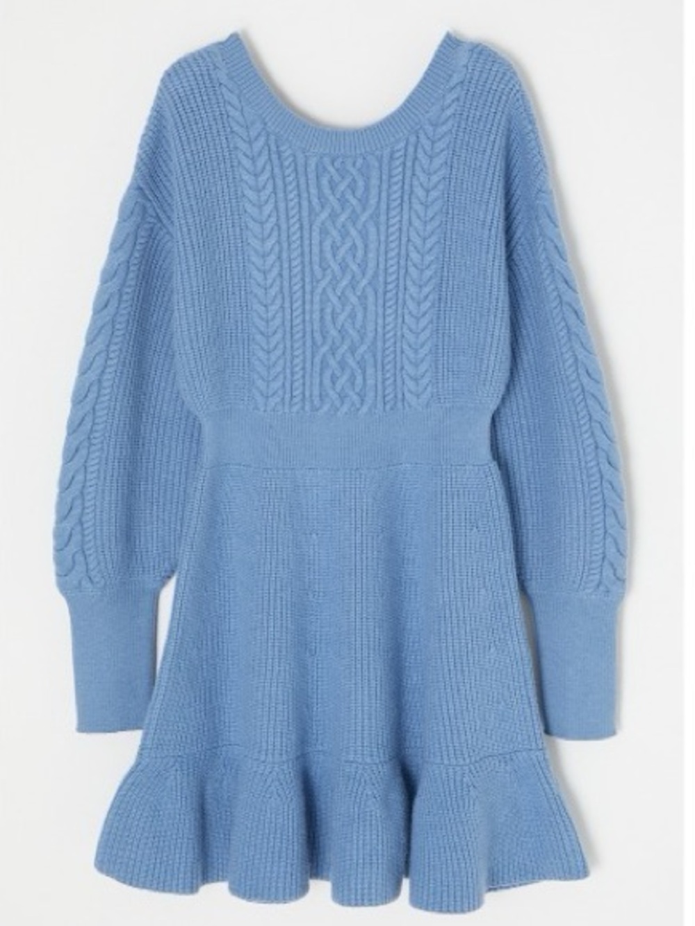 NWT Moussy Blue Size M Cable Knit Flounce Hem Knit Sweater Mini Dress